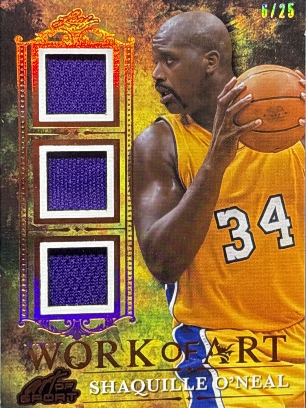 Work of Art Purple Patch Trading Card - Shaquille O'Neal LE 6/25